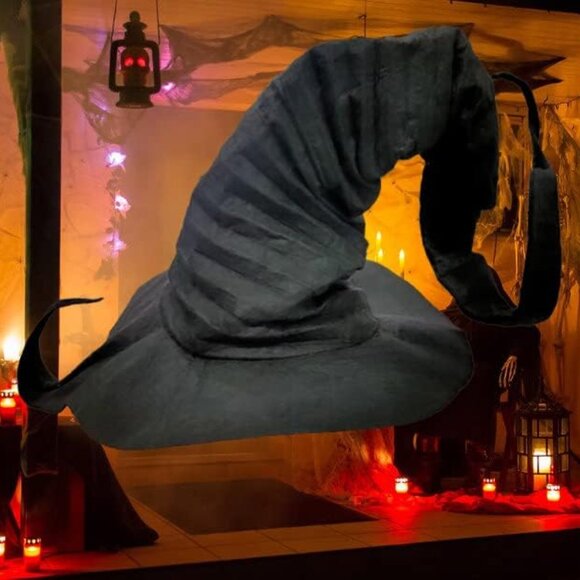 Halloween Witch Hat Black Crooked Large Ruched Witch Hat Women Accessory for Hal - Picture 5 of 6